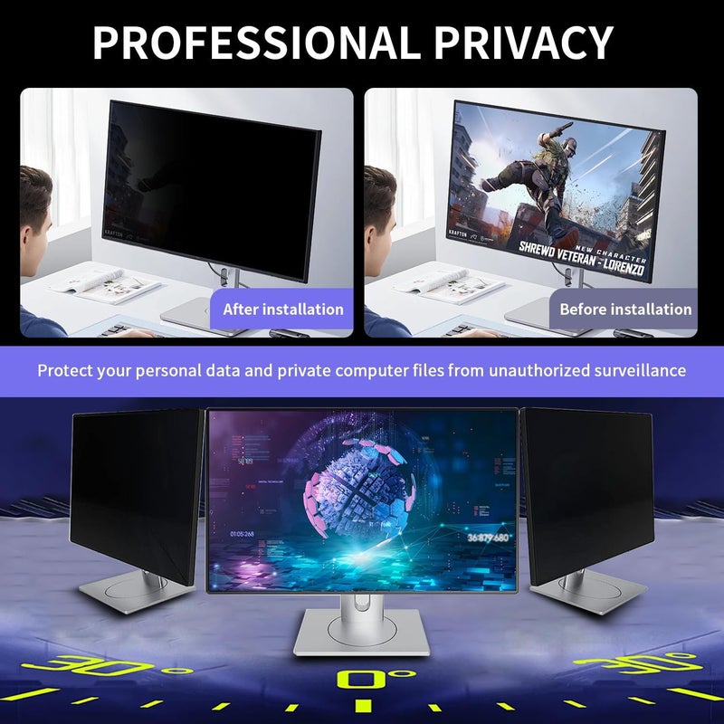 Phimoos [2 Pack] Magnetic Privacy Screen for 27 Inch Monitor – Removable Anti-Glare Blue Light Filter for 16:9 Widescreen Desktop PC, Matte/Glossy Reversible Eye Protection Film - Image 3